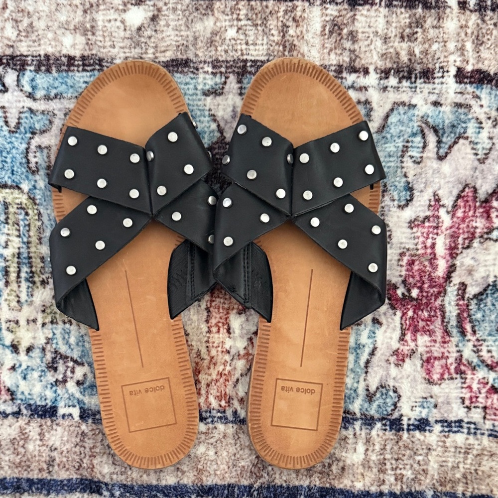 Dolce Vita Black Studded Sandals 7 Cary